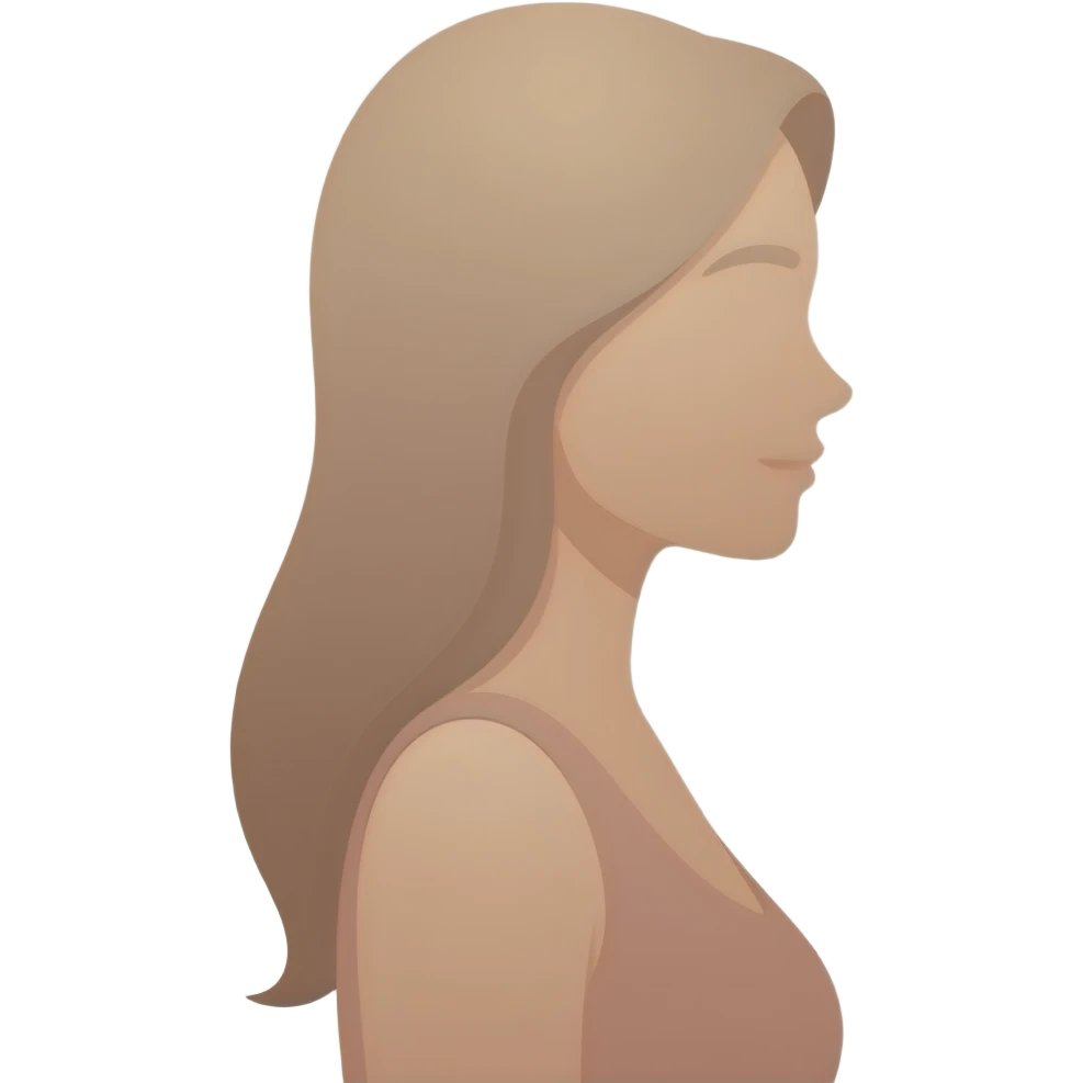 female silhouette side view with elegant straight posture, soft nude palette, minimal aesthetic icon, smooth lines, luxury clean style, no text, transparent background emoji