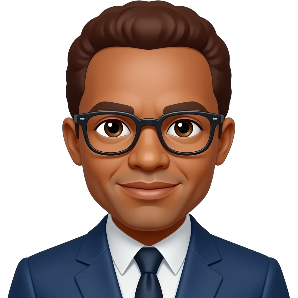 Malcolm X with glasses, reddish brown hair emoji