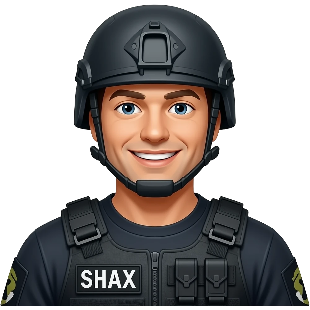 A swat guy that  and happy emoji