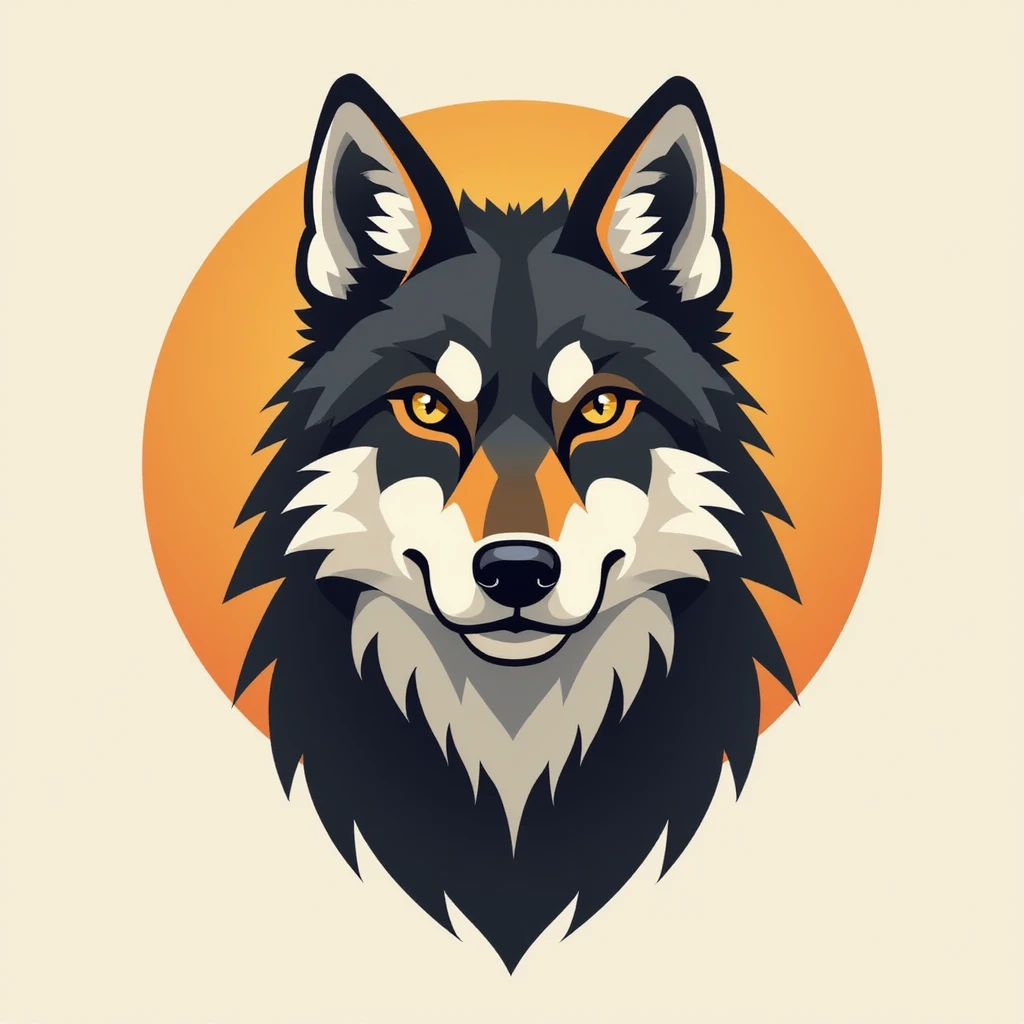 Flat design style wolf emoji