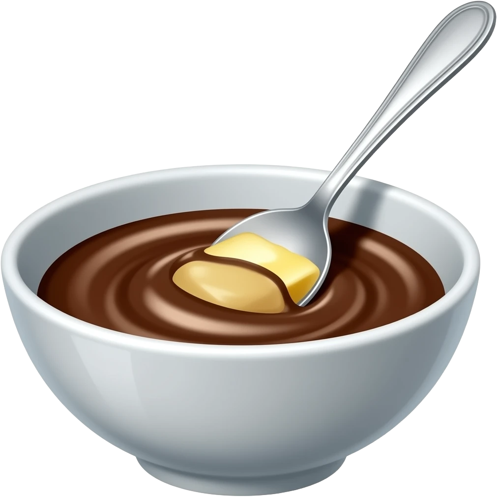 mixing butter and chocolate in a bowl  and with a spoon emoji