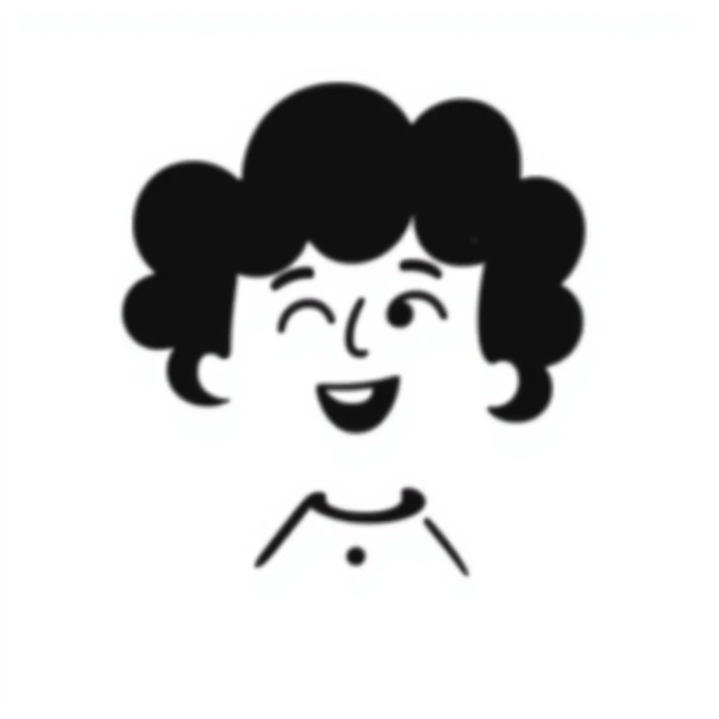 black and white doodle style hand drawn portrait of a child boy's face emoji