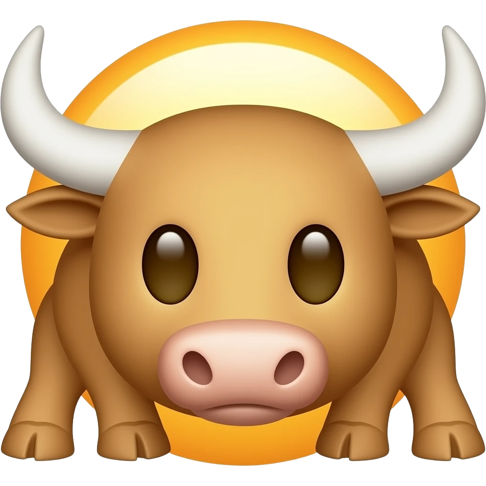 Bull's Tavern: stylish 3D emoji style, glossy surface, soft shadows, white background, centered, no text, bucking  bull character, amber color emoji