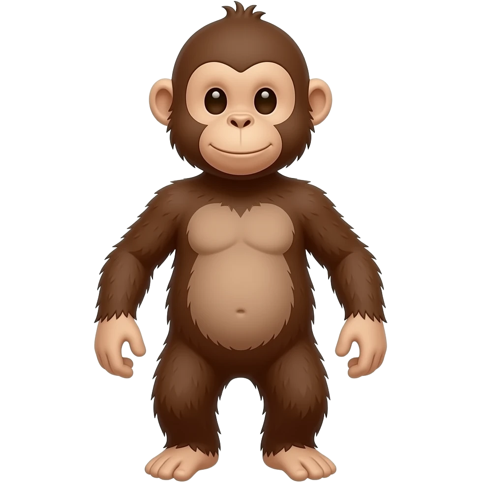 Custom iOS emoji with no blur and a white background. The topic of the emoji is "monkey with human arms and a bear torso". It MUST maintain the general apple iOS emoji style. emoji