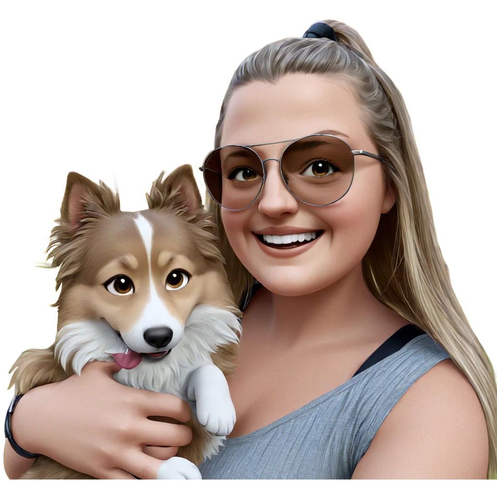 girl smiling with her dog emoji