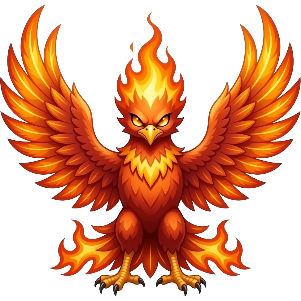 3) angry phoenix glowing eyes intense flames emoji