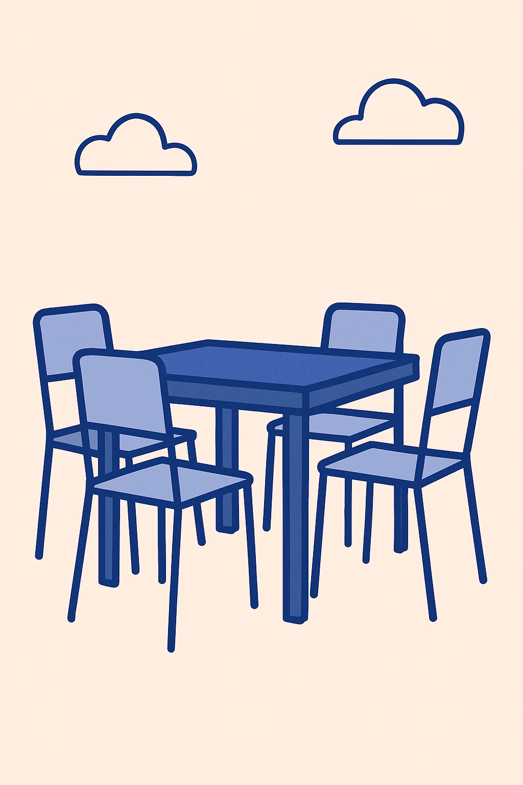 minimal flat color style table with four chairs emoji