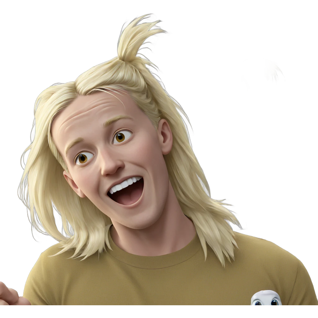 blonde boy in silly pose emoji