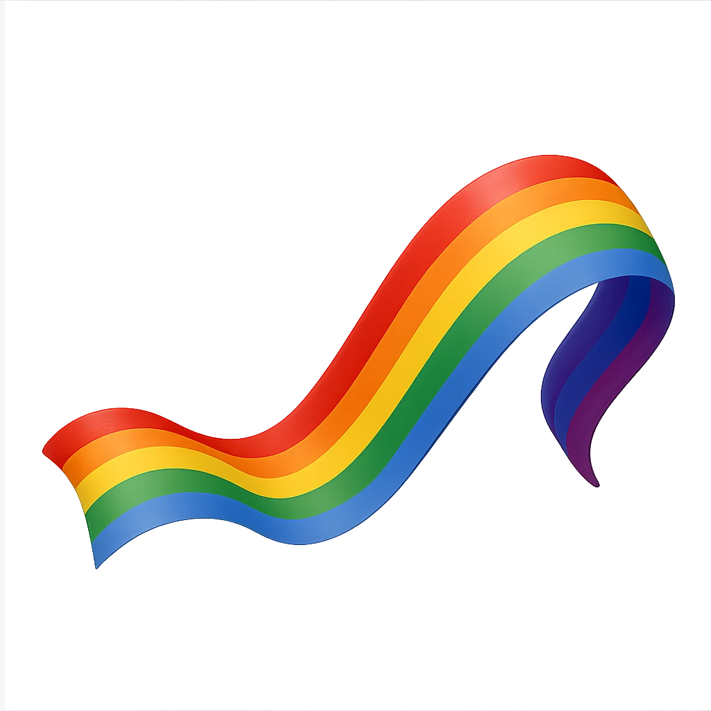 gay pride emoji, rainbow ribbon, flowing, no background emoji