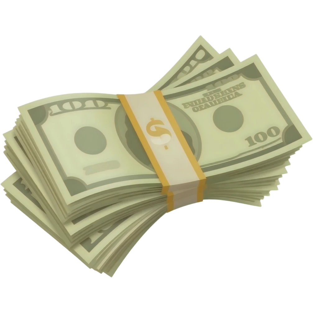 A bundle of beige dollars emoji