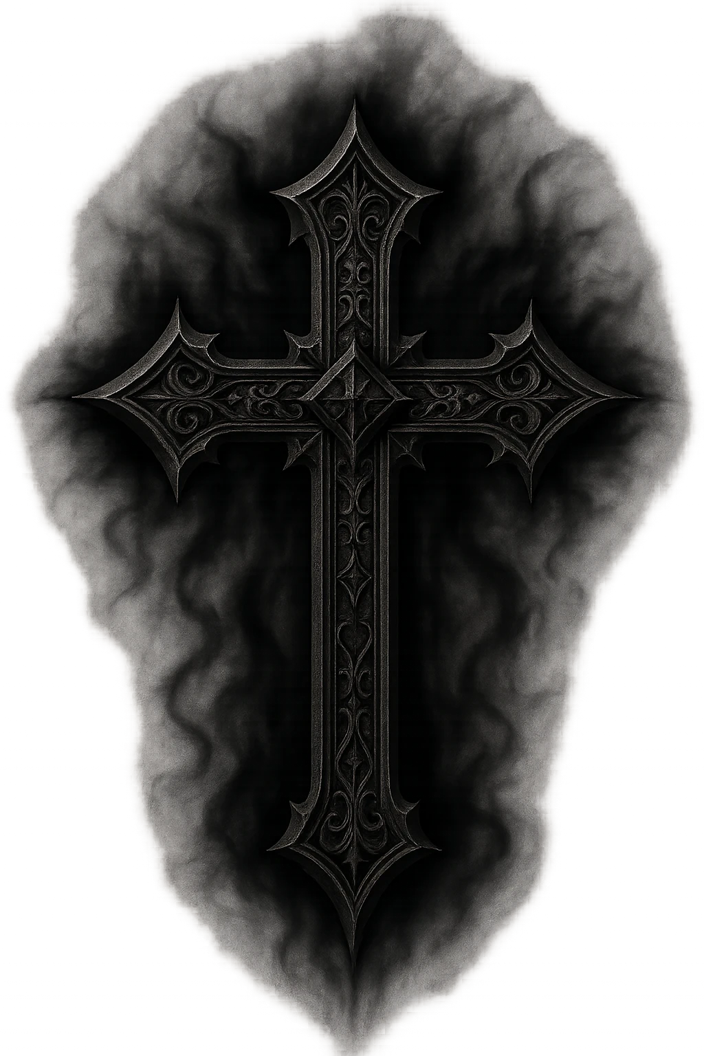 gothic style goth cross with a dark aura emoji