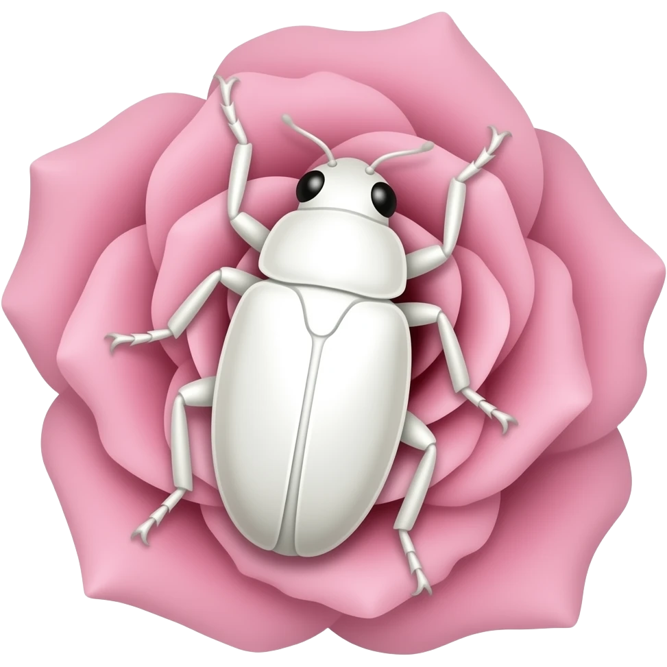 white bug on big rose emoji