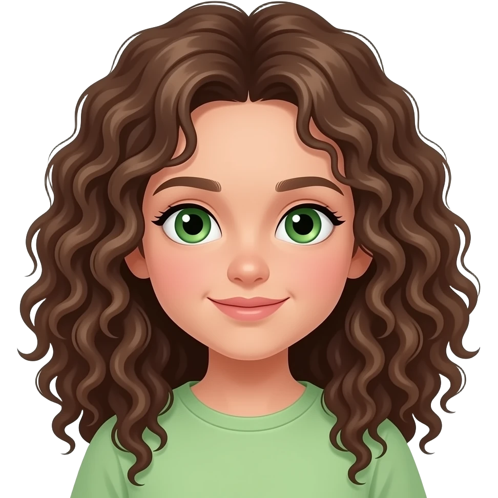 Niña pequeña pelo rizado ojos verdes emoji