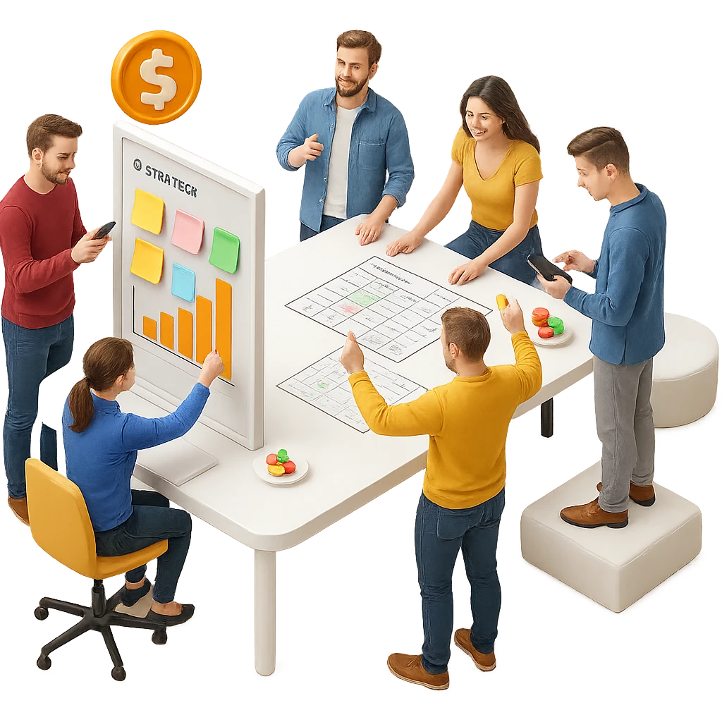Add colorful sticky notes to the whiteboard in skeuomorphism style with a transparent background. The style should reflect skeuomorphism icon style with realistic shading and depth, maintaining the transparent background as requested. emoji