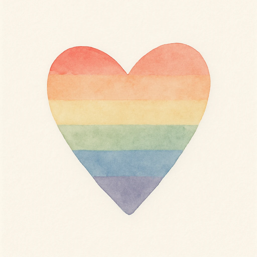 heart in rainbow pride colors, simple and bold, no text emoji