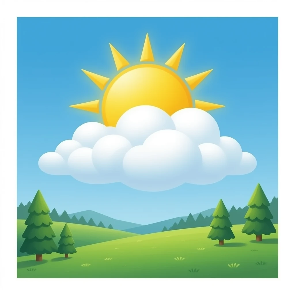 sun shinning from behind cloud carton style without background emoji