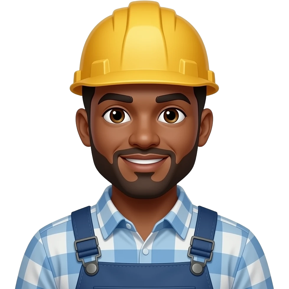 a handsome dark skin construction man emoji