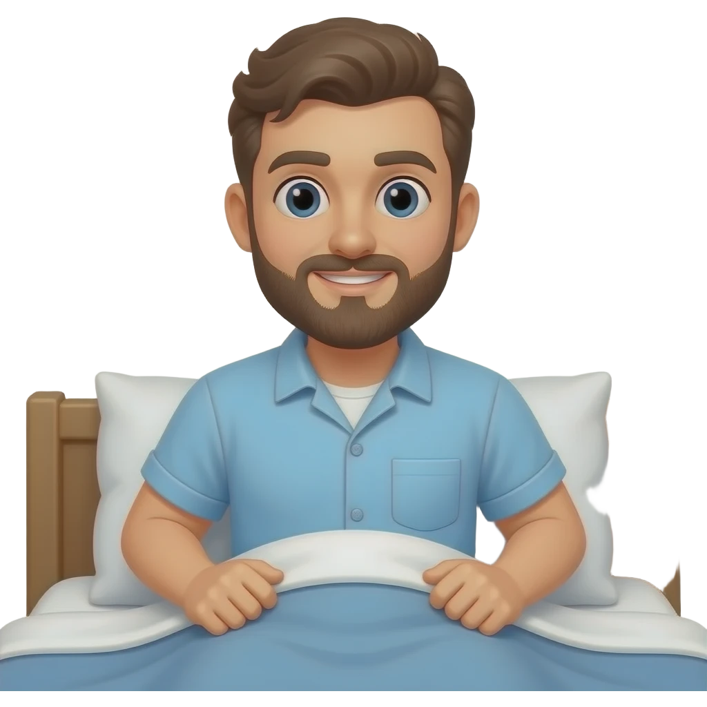 Hombre. Que. Se. Lenvanta. De. La. Cama porle. Camisa. Con. Bigote emoji