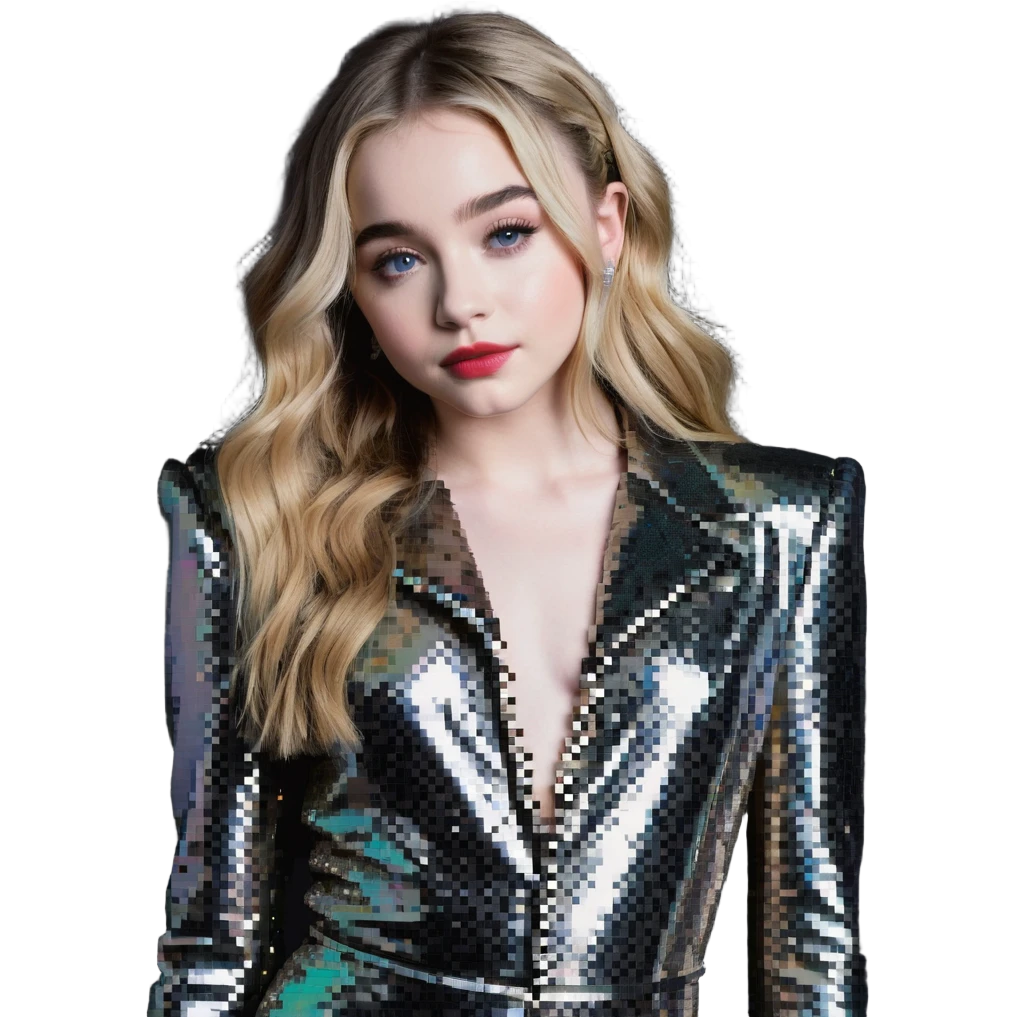 Sabrina Carpenter in Short n' Sweet concert look, sparkly outfit emoji