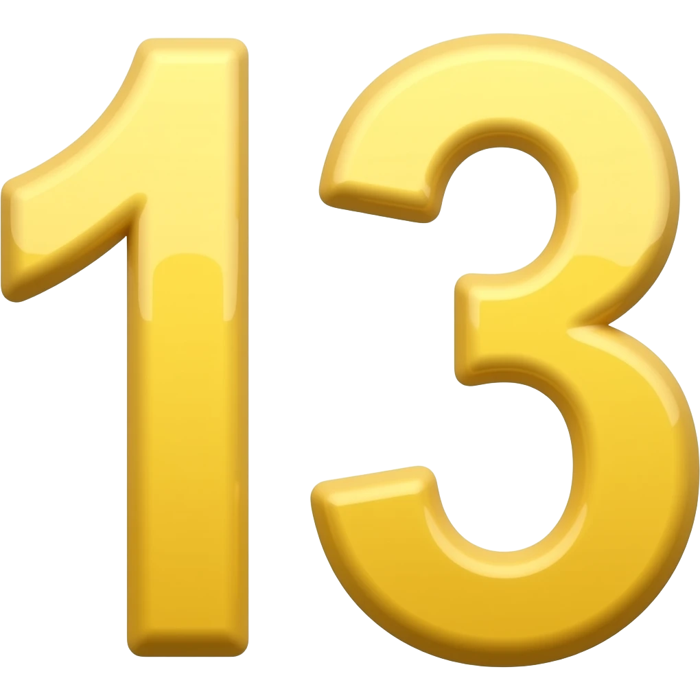 13 number yellow colour emoji