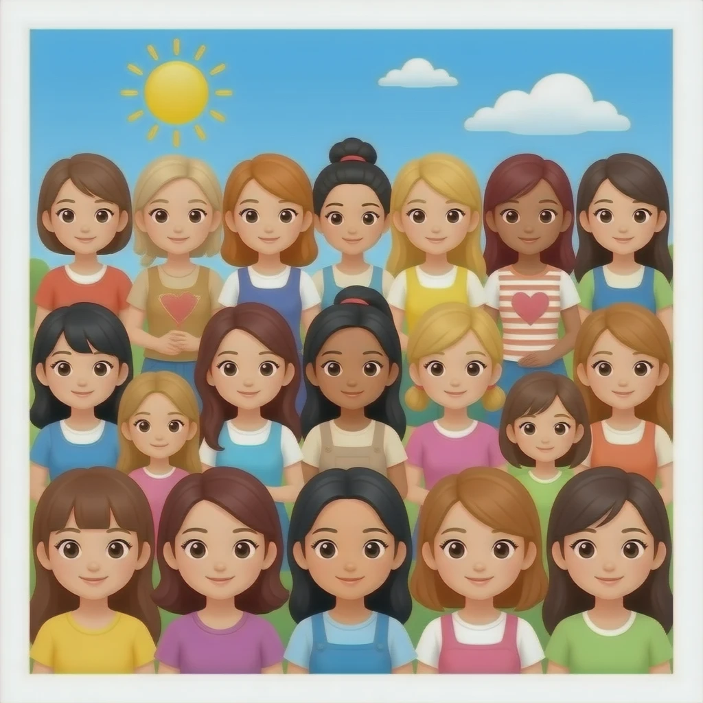 Room full of girls of all colors shapes and sizes emoji