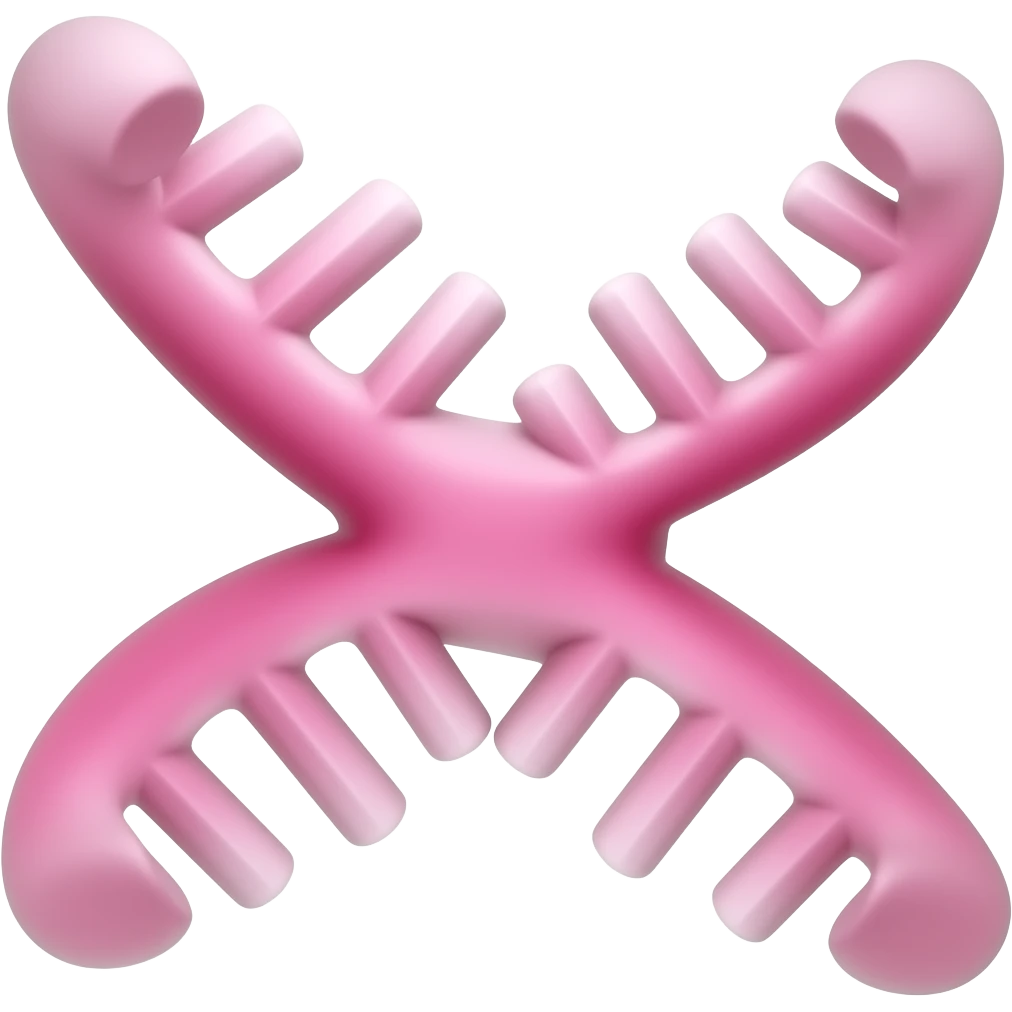 pink chromosome on white background without connections as lines between arms just two arms of chromosome emoji