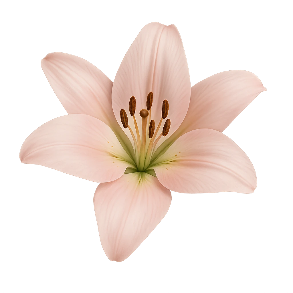 a realistic light pink lily with visible stamens and subtle gradients emoji