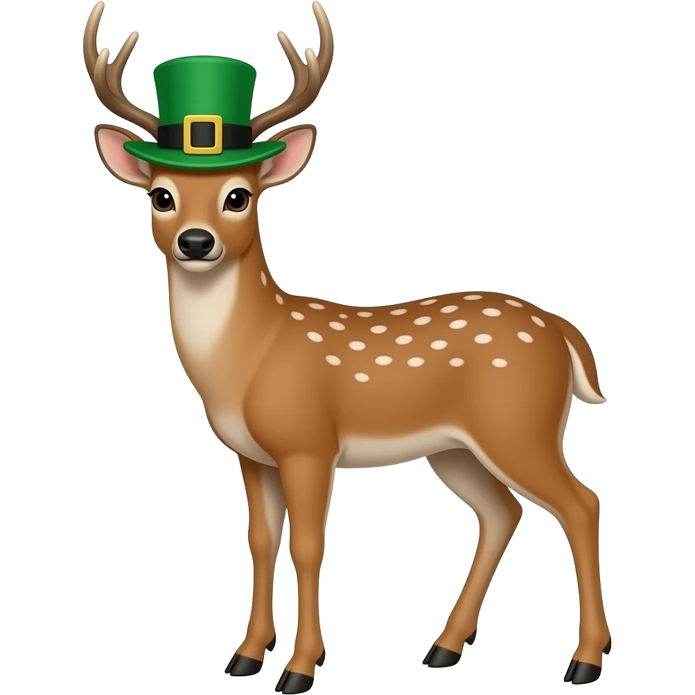 Deer with leprechaun hat on emoji