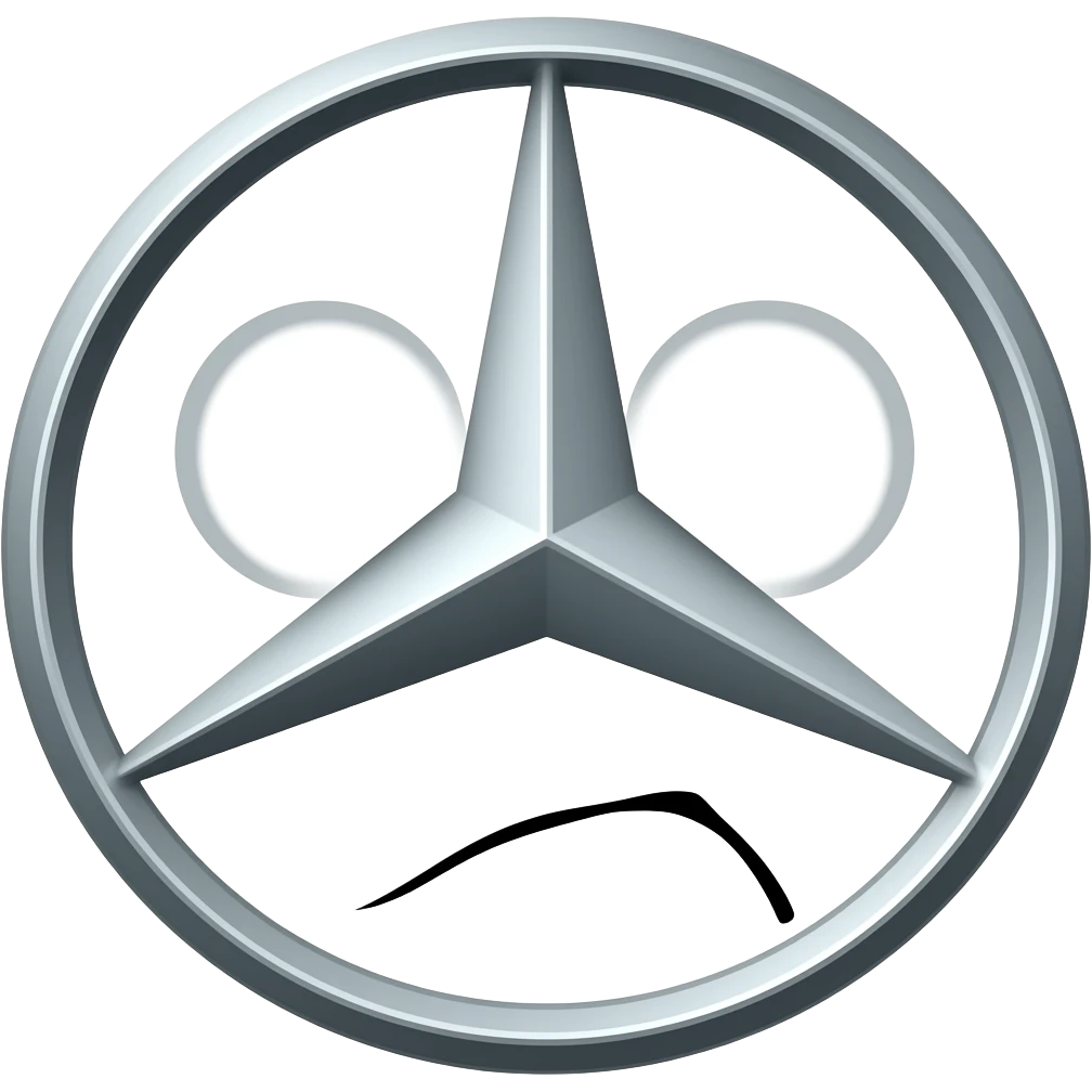 transform the mercedes brand to an emoji expressing good bye. Keep only the brand without adding any elements emoji