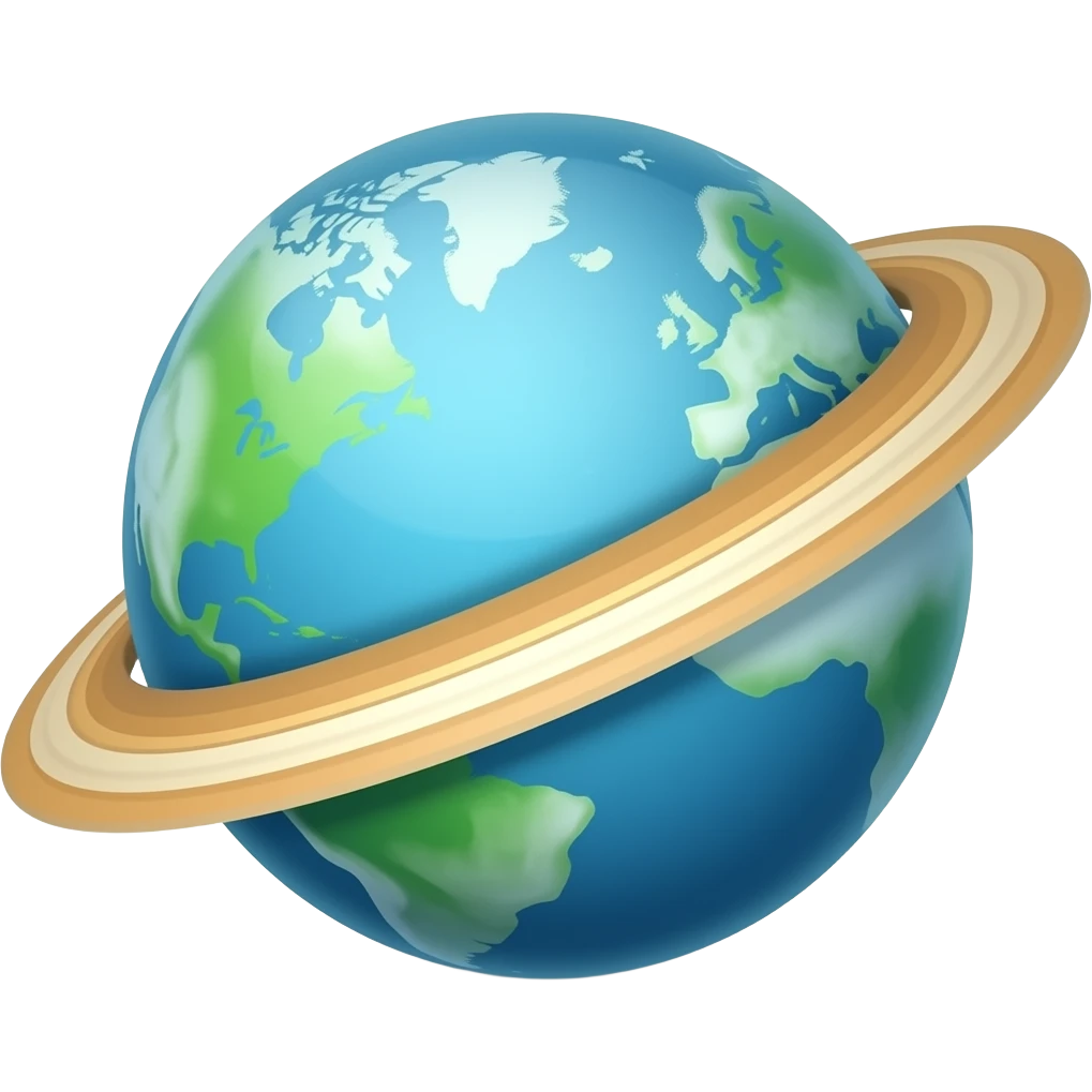 the letter C designed like a planet with rings emoji