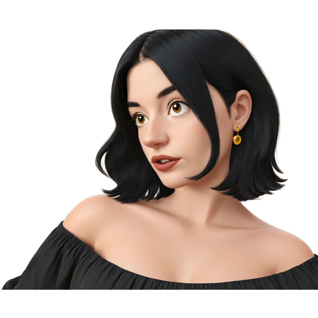 girl with black hair earrings emoji