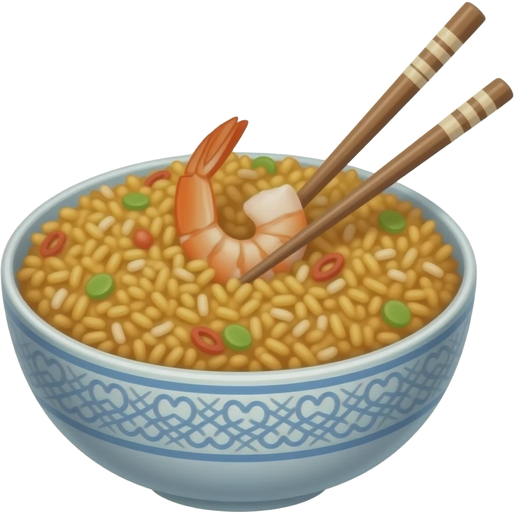 Shrimp fried rice  with chopsticks emoji