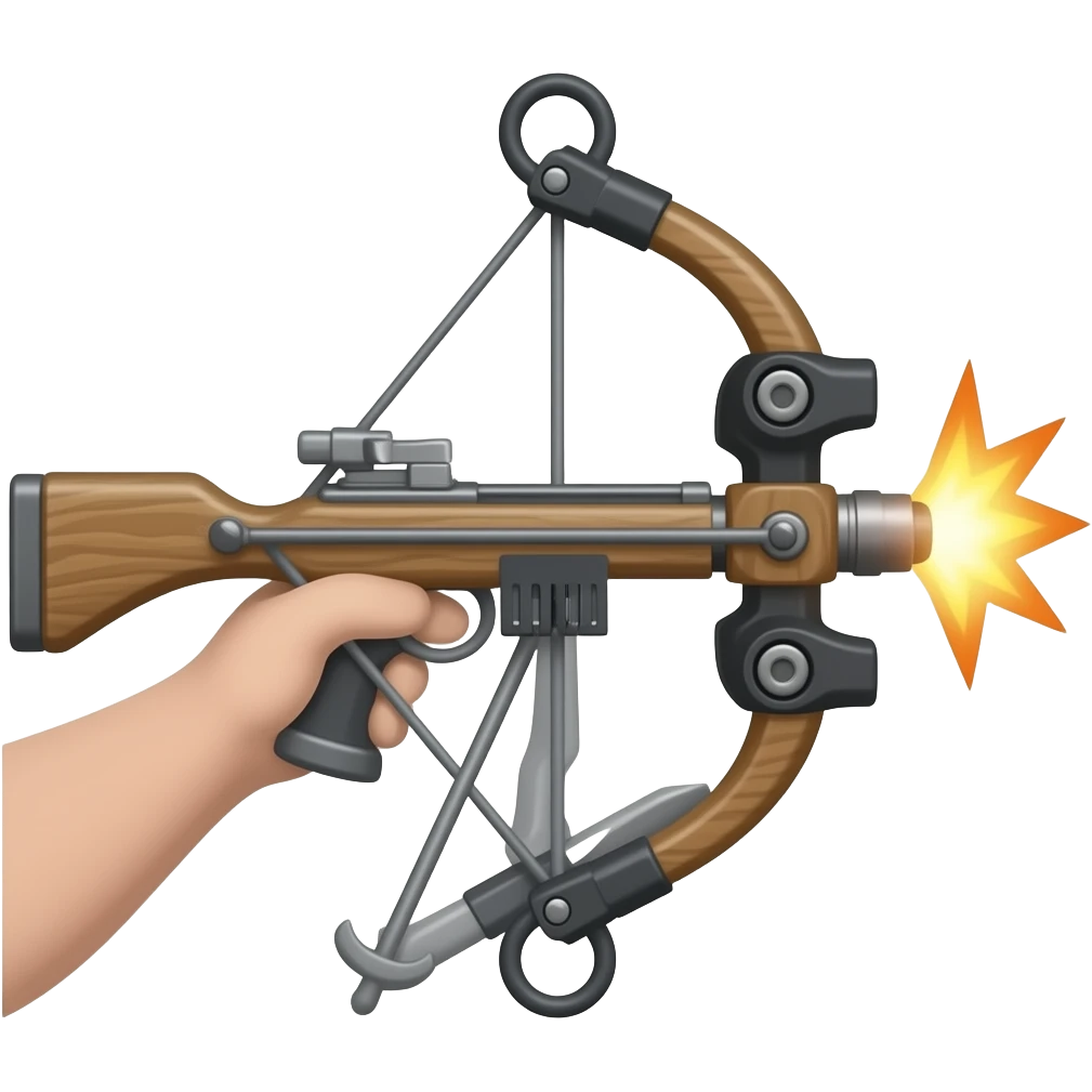 icon showing a crossbow ready to fire towards the right emoji