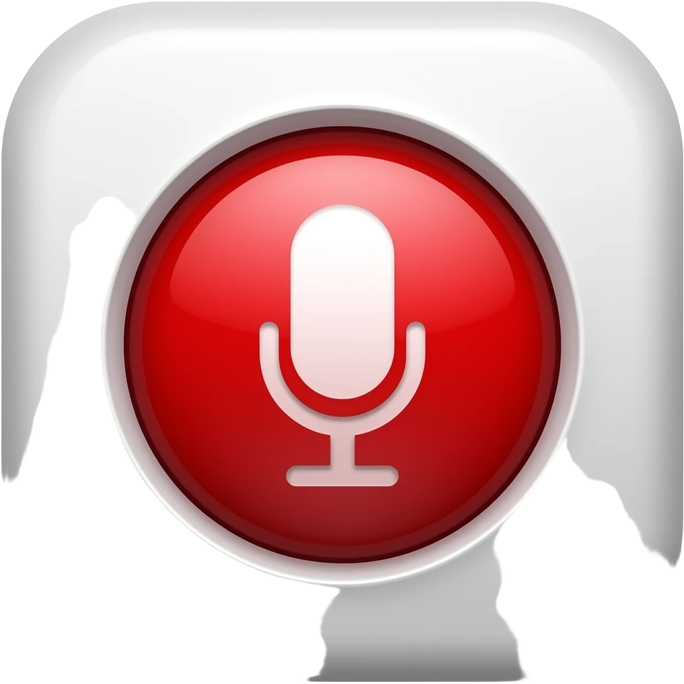 apple style recording icon with red big button and mic icon on it emoji