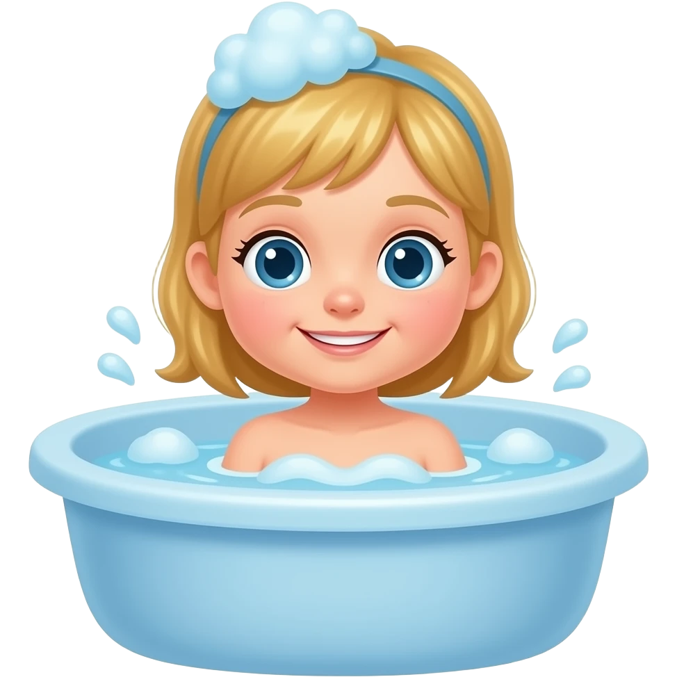 Cute blonde kindergarten girl taking a bath emoji