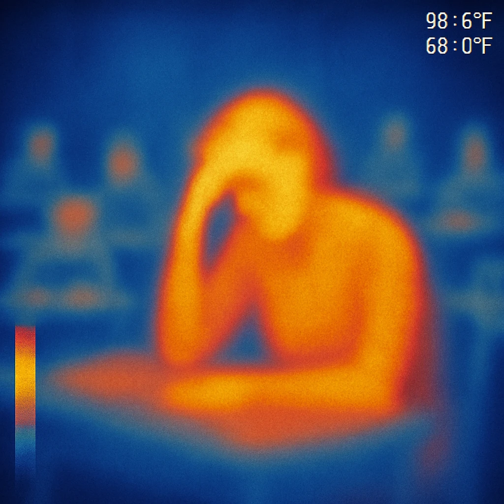 exhausted teacher in a bustling classroom emoji