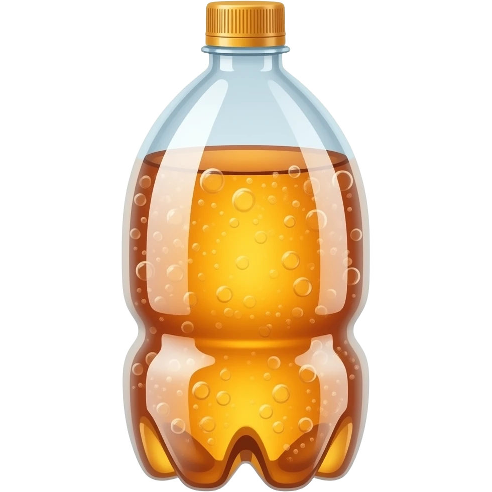 vaso plastico transparente de gaseosa de naranja con burbujas de gaseosa emoji