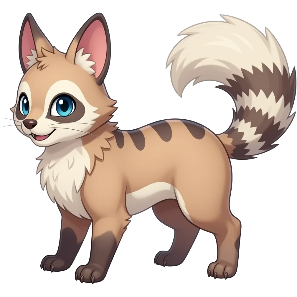 Randomly marked randomly colored Absol-Furret-Mankeulv-Civet-Genet-Marsupial-Ermine-hybrid emoji