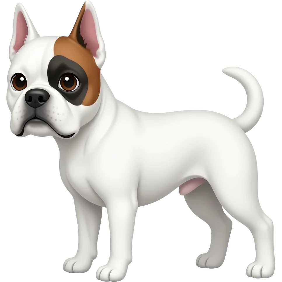 Female all white boxer dog with brown patch over left eye emoji