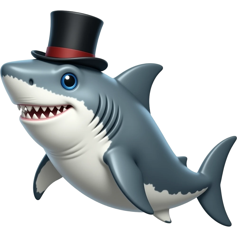 Shark with a top hat emoji