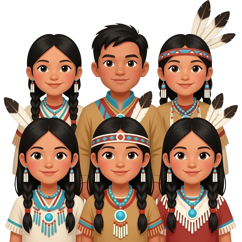 Native American group of children emoji