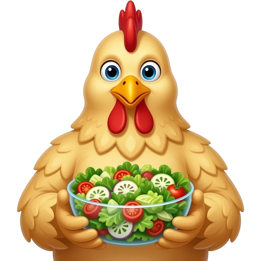 woman dressed as a chicken caesar salad emoji