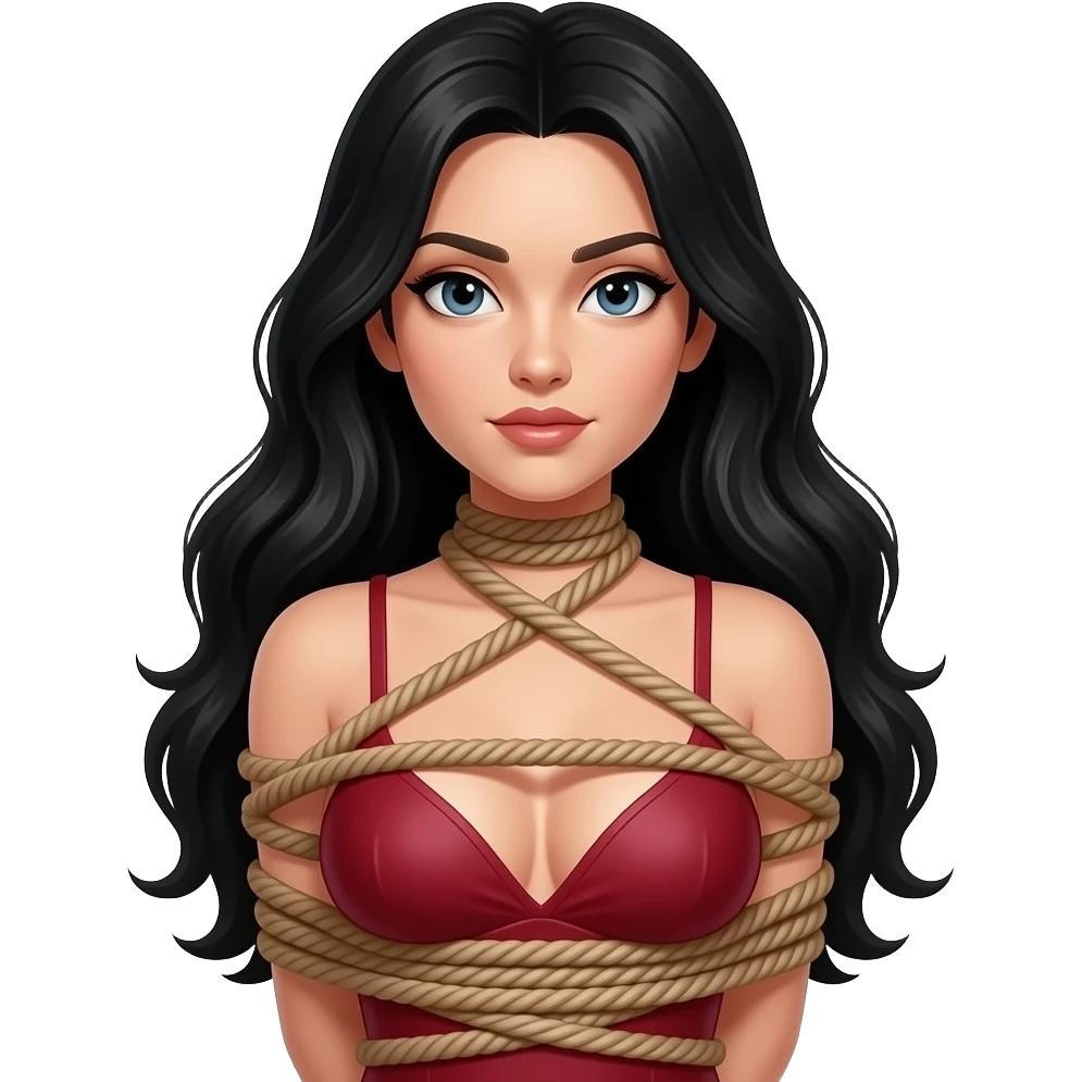 Long Black hair woman hogtied sexual emoji