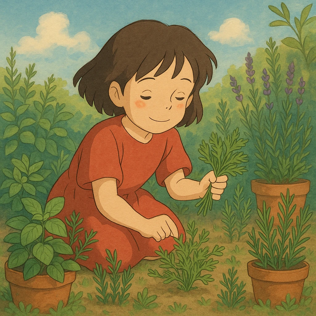 herbs, ghibli style illustration emoji