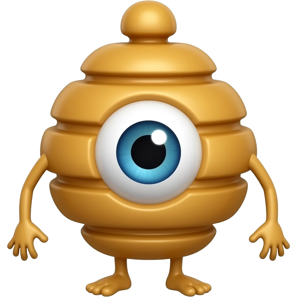 A honey bottle with one single eye and legs and arms with eyes emoji
