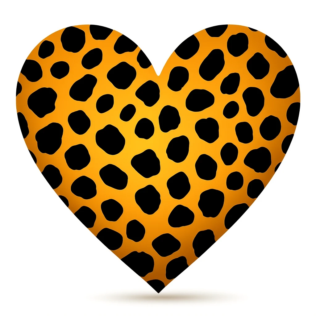 heart with a cheetah print texture emoji