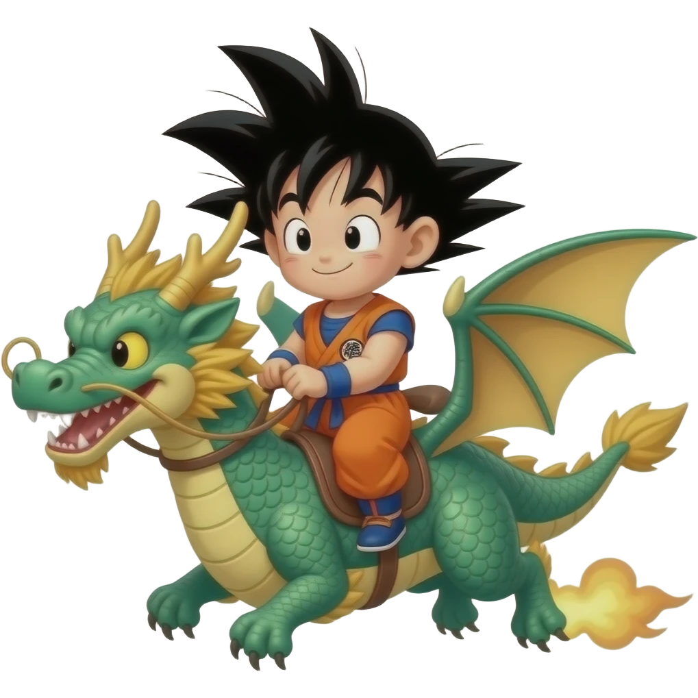 Cute Goku on flying dragon emoji