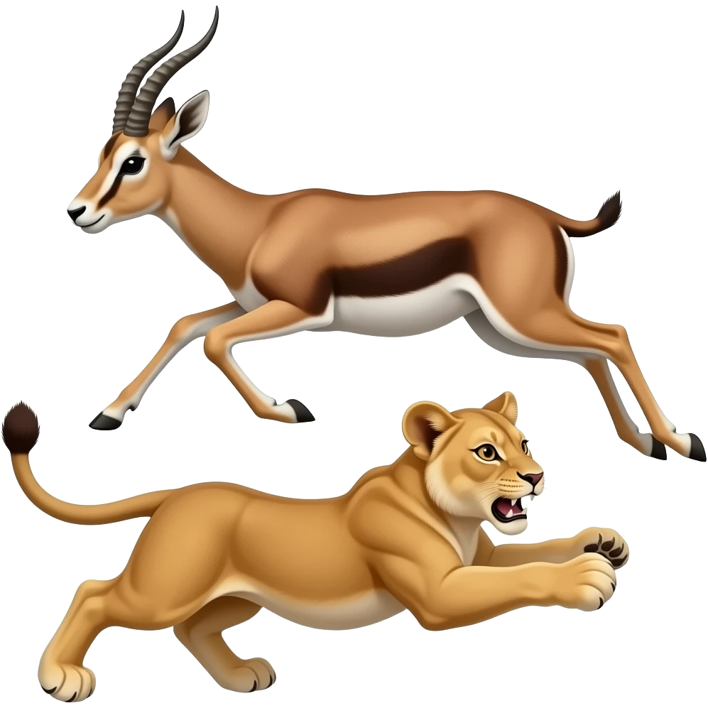 cinematic - A small lioness attacks a huge jumping gazelle emoji