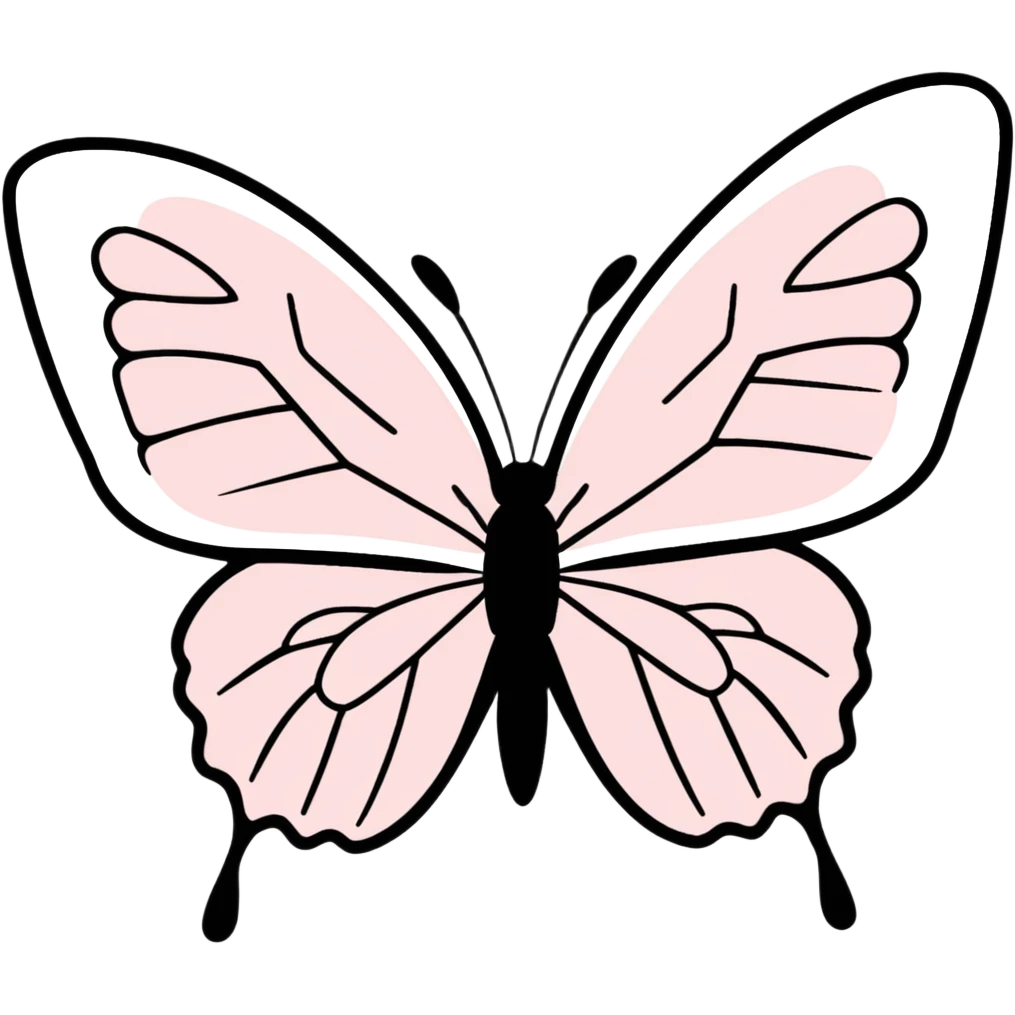 light pink butterfly, simple and cute emoji