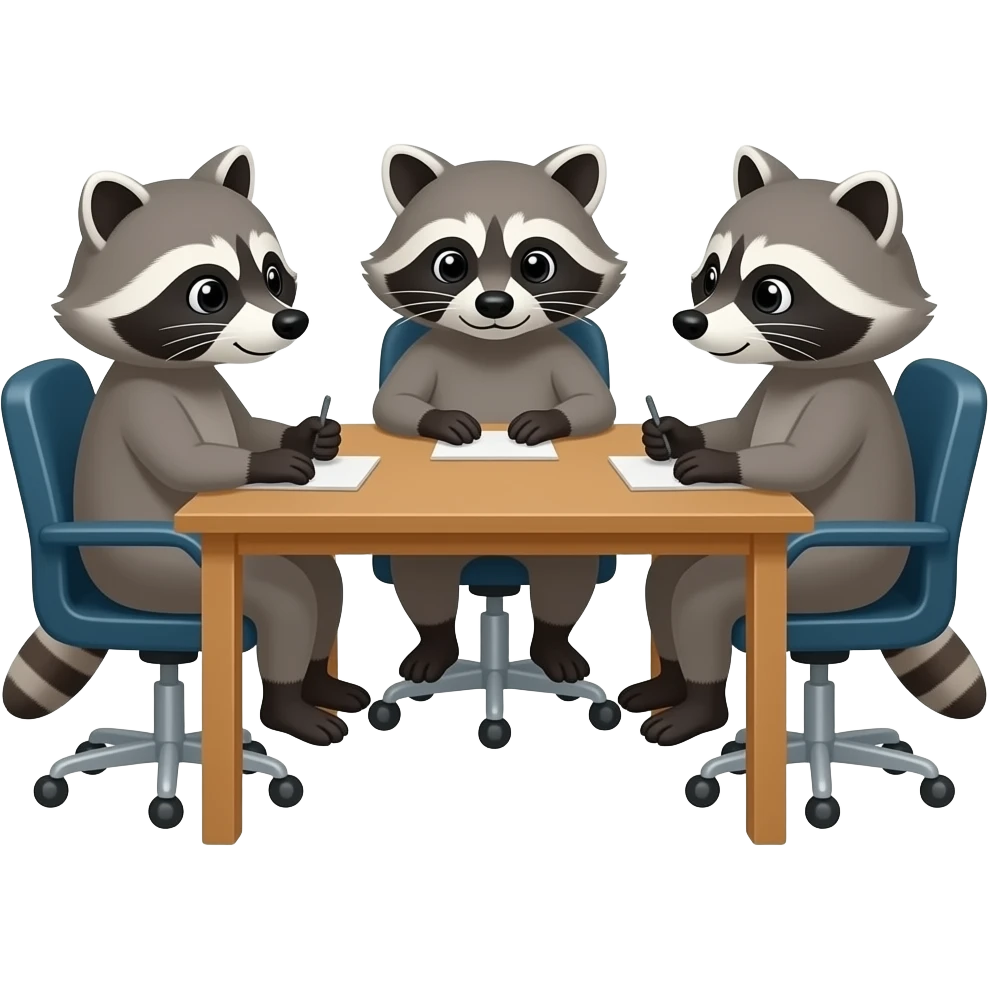 3 Raccoons in a meeting emoji